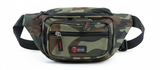 Canvas CAMO BUM BAG Camouflage Waist Travel Belt Wallet Money Security Zips - Front View