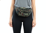 Canvas CAMO BUM BAG Camouflage Waist Travel Belt Wallet Money Security Zips - Side View