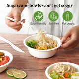600pcs Disposable Sugarcane Bagasse Round Bowls - 18cm (450ml) - Bulk - 45-Degree Angle