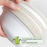 600pcs Disposable Sugarcane Bagasse Round Bowls - 18cm (450ml) - Bulk - Close-Up Angle