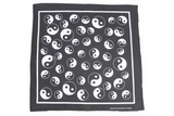 BANDANA Paisley 100% COTTON Head Wrap Durag Bandanna Summer Biker Scarf Mask - Yin Yang (Black/White) - Side View