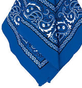BANDANA Paisley 100% COTTON Head Wrap Durag Bandanna Summer Biker Scarf Mask - Blue - Side View