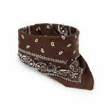 BANDANA Paisley 100% COTTON Head Wrap Durag Bandanna Summer Scarf Mask - Brown