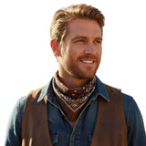 BANDANA Paisley 100% COTTON Head Wrap Durag Bandanna Summer Scarf Mask - Brown - Top-Down View