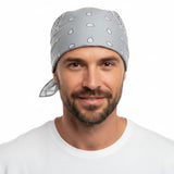 BANDANA Paisley 100% COTTON Head Wrap Durag Bandanna Summer Biker Scarf Mask - Grey - Side View