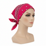 BANDANA Paisley 100% COTTON Head Wrap Durag Bandanna Summer Biker Scarf Mask - Hot Pink - Side View