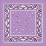 BANDANA Paisley 100% COTTON Head Wrap Durag Bandanna Summer Biker Scarf Mask - Lilac - Front View