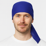 Plain Bandana 100% COTTON Head Wrap Durag Bandanna Summer Biker Scarf Mask - Blue - Front View