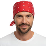 BANDANA Paisley 100% COTTON Head Wrap Durag Bandanna Summer Biker Scarf Mask - Red - Top-Down View