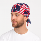 BANDANA Paisley 100% COTTON Head Wrap Durag Bandanna Summer Biker Scarf Mask - America (USA) Flag - Front View