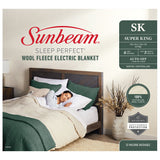 Sunbeam Sleep Perfect Super King Bed Wool Fleece Heated Blanket - Side View