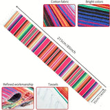 Rainbow Table Runner Stripe With Tassel Mexican Tablecloth Wedding Party Decor - Top-Down View