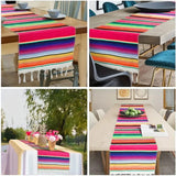 Rainbow Table Runner Stripe With Tassel Mexican Tablecloth Wedding Party Decor - 45-Degree Angle