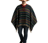 PREMIUM MEXICAN PONCHO Spanish Costume Wild West Cowboy Party Bandit  12467 - Front View