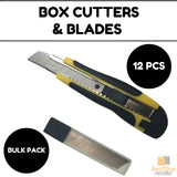 12x BOX CUTTERS Knife Retractable Blade Snap Off Razor 18mm Durable Opener BULK - Front View