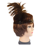 12x 1920s FLAPPER HEADBAND Headpiece Feather Sequin Charleston Gatsby Party BULK - Black - Side View