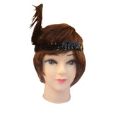 12x 1920s FLAPPER HEADBAND Headpiece Feather Sequin Charleston Gatsby Party BULK - Black - Top-Down View