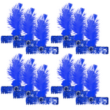 12x 1920s FLAPPER HEADBAND Headpiece Feather Sequin Charleston Gatsby Party BULK - Blue - Front View