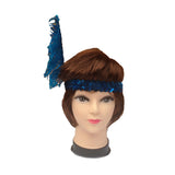 12x 1920s FLAPPER HEADBAND Headpiece Feather Sequin Charleston Gatsby Party BULK - Blue - Side View