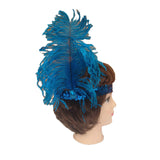 12x 1920s FLAPPER HEADBAND Headpiece Feather Sequin Charleston Gatsby Party BULK - Blue - Top-Down View