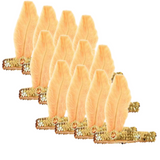 12x 1920s FLAPPER HEADBAND Headpiece Feather Sequin Charleston Gatsby Party BULK - Gold/Orange - Front View