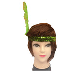 12x 1920s FLAPPER HEADBAND Headpiece Feather Sequin Charleston Gatsby Party BULK - Green - Top-Down View