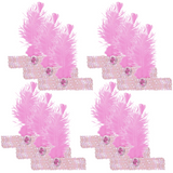 12x 1920s FLAPPER HEADBAND Headpiece Feather Sequin Charleston Gatsby Party BULK - Light Pink - Front View