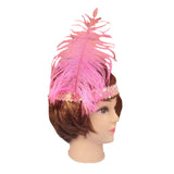 12x 1920s FLAPPER HEADBAND Headpiece Feather Sequin Charleston Gatsby Party BULK - Light Pink - Side View