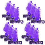 12x 1920s FLAPPER HEADBAND Headpiece Feather Sequin Charleston Gatsby Party BULK - Purple - Front View