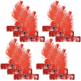 12x 1920s FLAPPER HEADBAND Headpiece Feather Sequin Charleston Gatsby Party BULK - Red - Front View