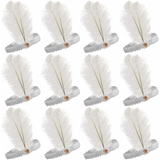 12 Pack 1920s Flapper Headbands with Feather and Sequin for Gatsby-Themed Events - White