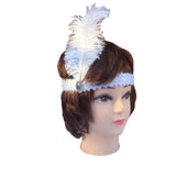 12 Pack 1920s Flapper Headbands with Feather and Sequin for Gatsby-Themed Events - White - Top-Down View