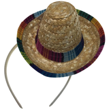12x MINI SOMBRERO HATS on Headband Mexican Spanish Fiesta Party Costume BULK - Front View