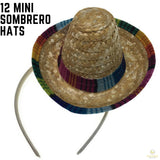 12x MINI SOMBRERO HATS on Headband Mexican Spanish Fiesta Party Costume BULK - 45-Degree Angle