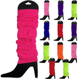 12 LEG WARMERS Knitted Womens Neon Party Knit Ankle Fluro Dance Costume 80s BULK - Assorted Pack - Front View