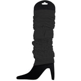 12 LEG WARMERS Knitted Womens Neon Party Knit Ankle Fluro Dance Costume 80s BULK - Black - Top-Down View