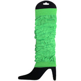 12 LEG WARMERS Knitted Womens Neon Party Knit Ankle Fluro Dance Costume 80s BULK - Fluro Green - Side View