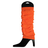 12 LEG WARMERS Knitted Womens Neon Party Knit Ankle Fluro Dance Costume 80s BULK - Fluro Orange - Side View