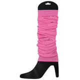 12 LEG WARMERS Knitted Womens Neon Party Knit Ankle Fluro Dance Costume 80s BULK - Light Pink - Side View