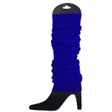 12 LEG WARMERS Knitted Womens Neon Party Knit Ankle Fluro Dance Costume 80s BULK - Royal Blue - Side View