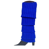 24x Womens Leg Warmers Disco Winter Knit Dance Party Crochet Legging Socks Costume - Blue - Front View