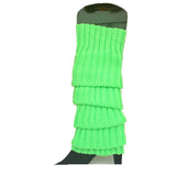 24x Womens Leg Warmers Disco Winter Knit Dance Party Crochet Legging Socks Costume - Fluro Green - Front View