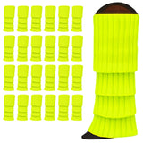 24x Womens Leg Warmers Disco Winter Knit Dance Party Crochet Legging Socks Costume - Fluro Yellow - Side View