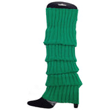 24x Womens Leg Warmers Disco Winter Knit Dance Party Crochet Legging Socks Costume - Green - Front View