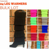 24x Womens Leg Warmers Disco Winter Knit Dance Party Crochet Legging Socks Costume - Green - Top-Down View