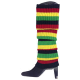 24x Womens Leg Warmers Disco Winter Knit Dance Party Crochet Legging Socks Costume - Indigenous Colours - Front View