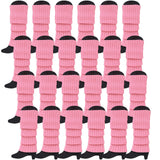 24x Womens Leg Warmers Disco Winter Knit Dance Party Crochet Legging Socks Costume - Light Pink