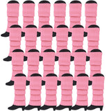 24x Womens Leg Warmers Disco Winter Knit Dance Party Crochet Legging Socks Costume - Light Pink - Front View