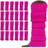 24x Womens Leg Warmers Disco Winter Knit Dance Party Crochet Legging Socks Costume - Purple - Side View