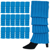 24x Womens Leg Warmers Disco Winter Knit Dance Party Crochet Legging Socks Costume - Topaz Blue - Front View